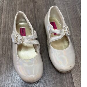 Rachel Shoes Girls Iridescent Mary Jane Flats with Rhinestone Buckle Size 10